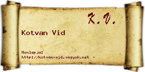 Kotvan Vid névjegykártya